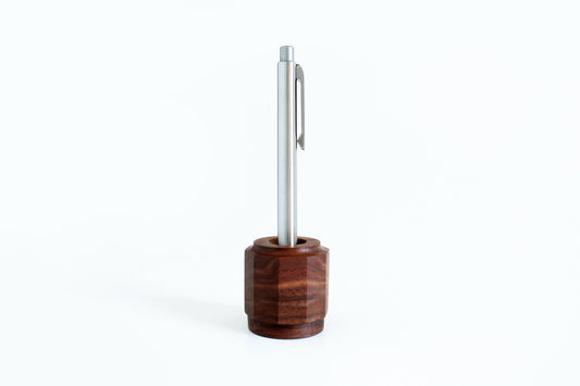 Walnut pen holder with titanium pen