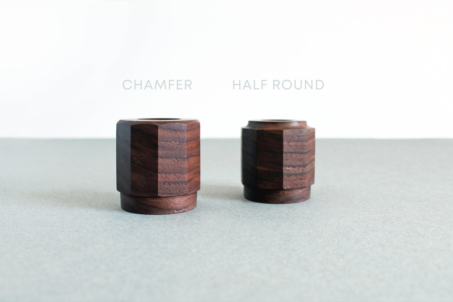 Walnut pen holder with chamfer or half round edge detail